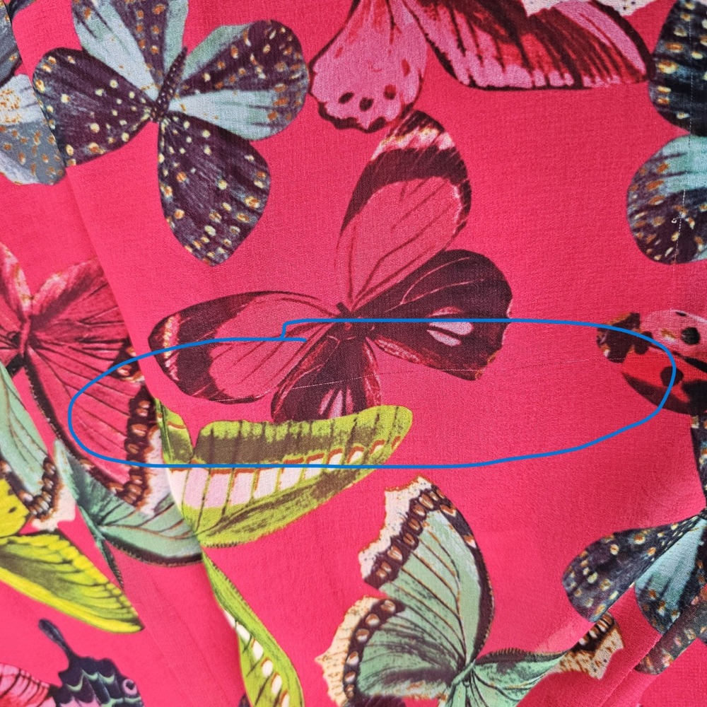 Doncaster Collection Pink Butterfly Print V-Neck Long Sleeve Shift Dress Size 16 - Picture 9 of 10